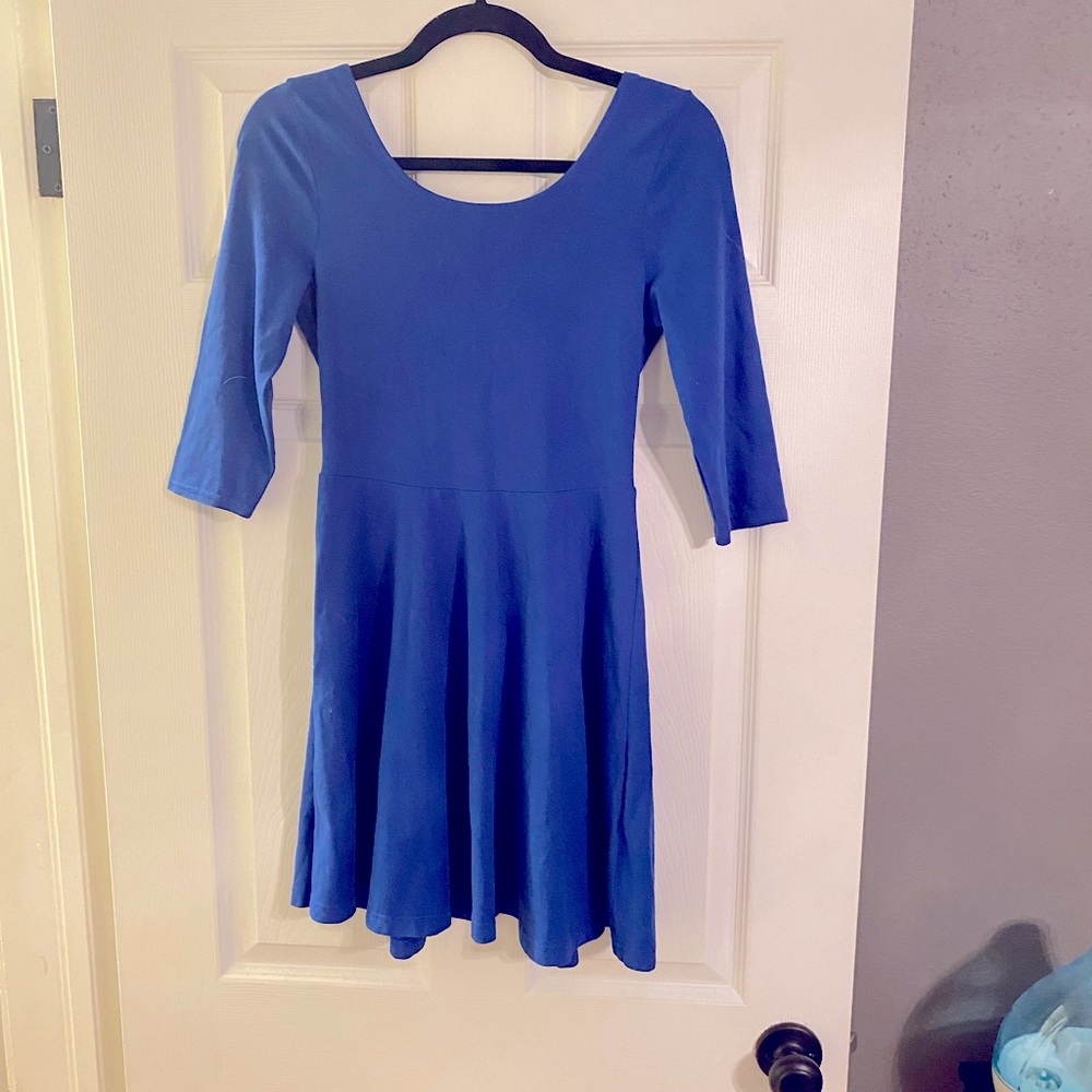 Express royal blue 3/4 sleeve dress with zipper